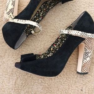 SEYCHELLES Suede & Snake print Pumps